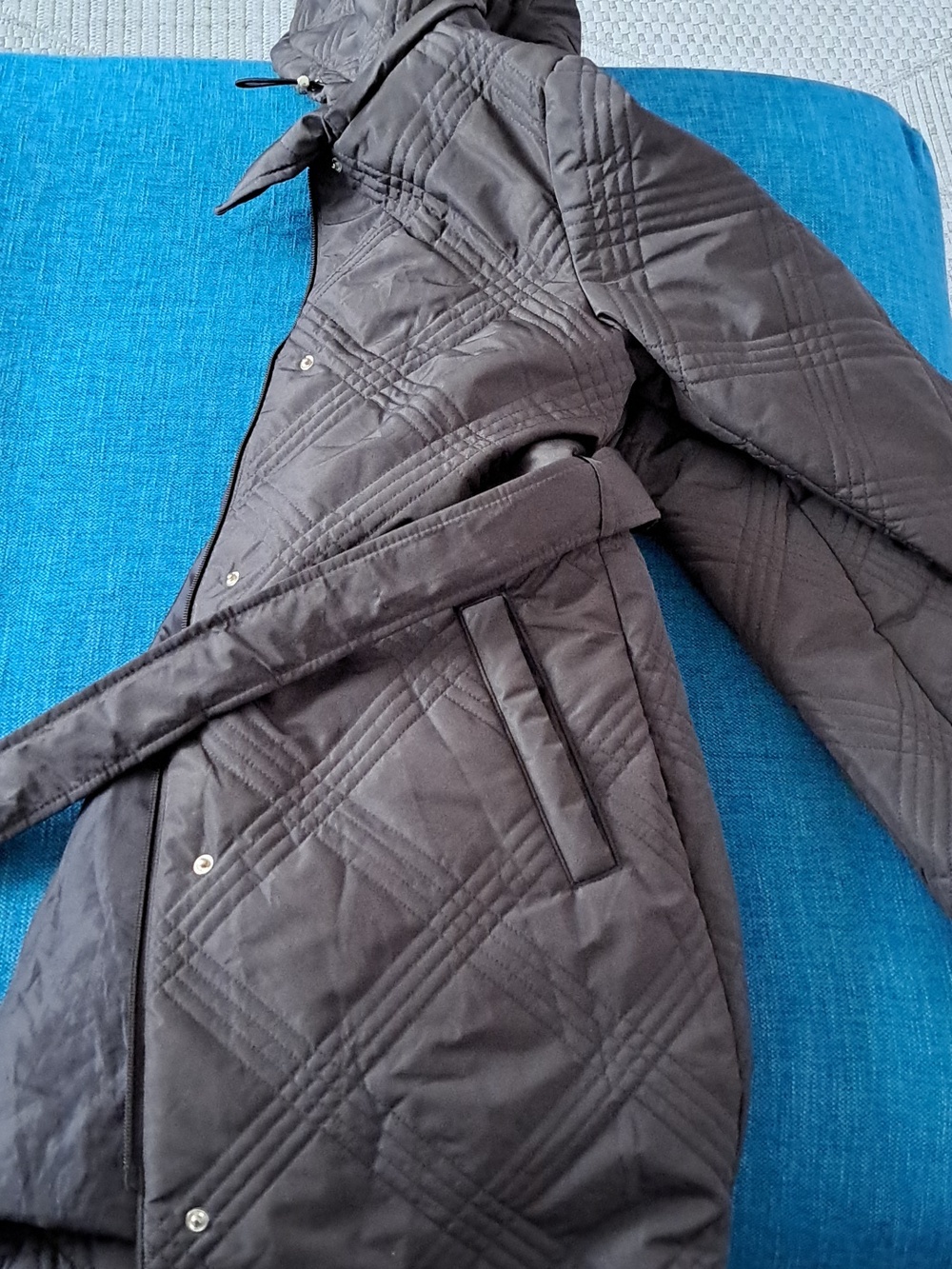 Jones New York Quilted Hooded Coat in Deep Brown New Size XS. - Picture 3 of 4